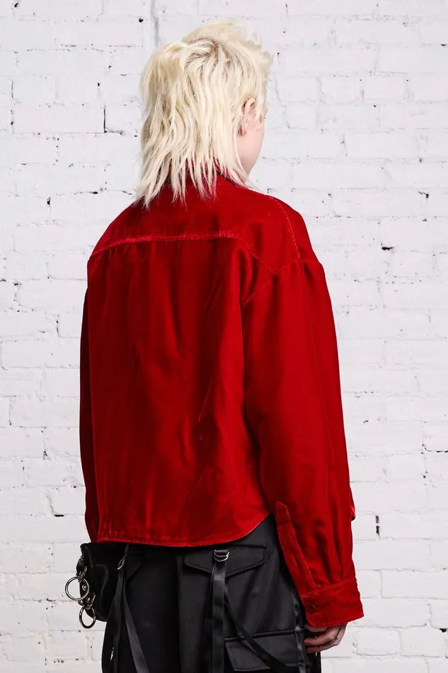 R13 Tops Women SHRUNKEN CPO 8211 RED VELVET