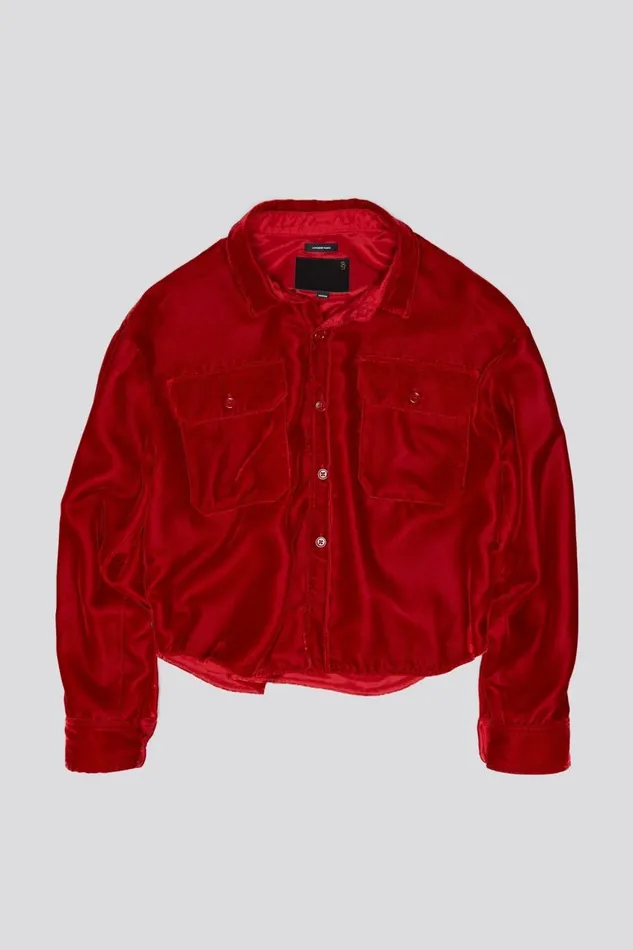 R13 Tops Women SHRUNKEN CPO 8211 RED VELVET