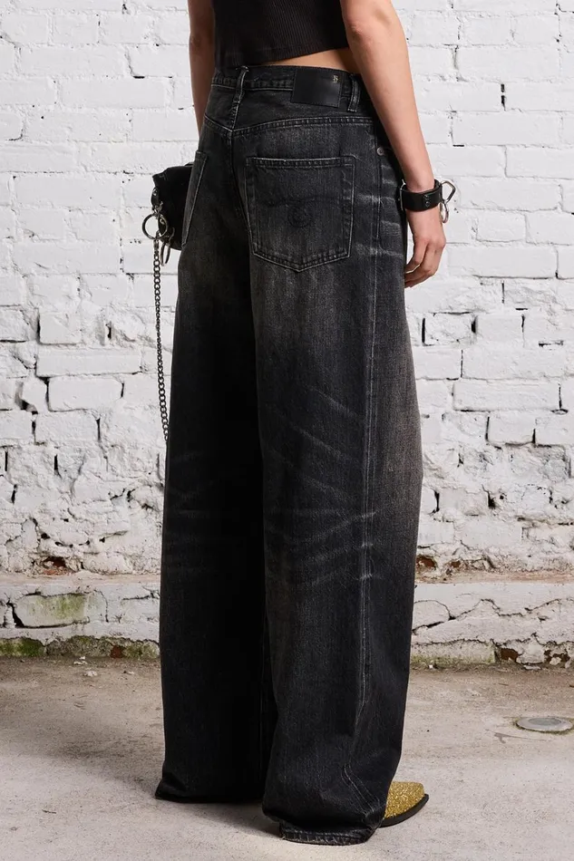 R13 Wide Leg Women D039ARCY LOOSE JEAN 8211 ETON SELVEDGE BLACK