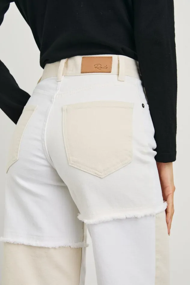 Rails Denim Women GETTY CROP WIDE LEG Ecru Patchwork
