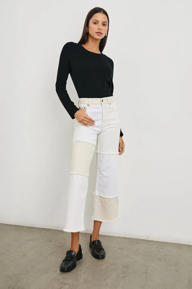 Rails Denim Women GETTY CROP WIDE LEG Ecru Patchwork
