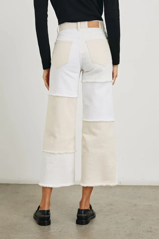 Rails Denim Women GETTY CROP WIDE LEG Ecru Patchwork