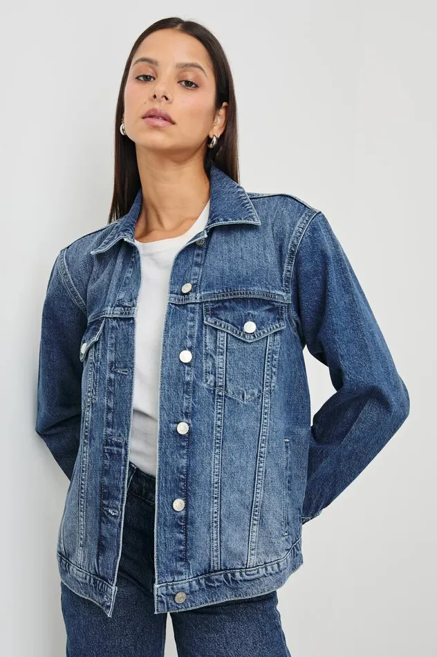 Rails Denim Women GROVE BOYFRIEND TRUCKER JACKET Indigo Haze