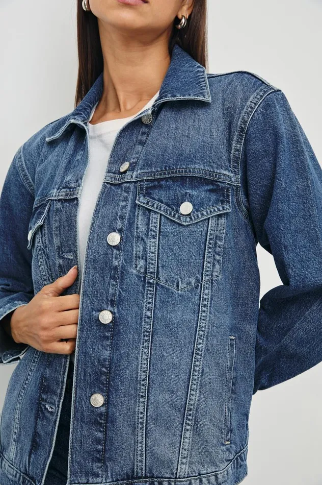 Rails Denim Women GROVE BOYFRIEND TRUCKER JACKET Indigo Haze