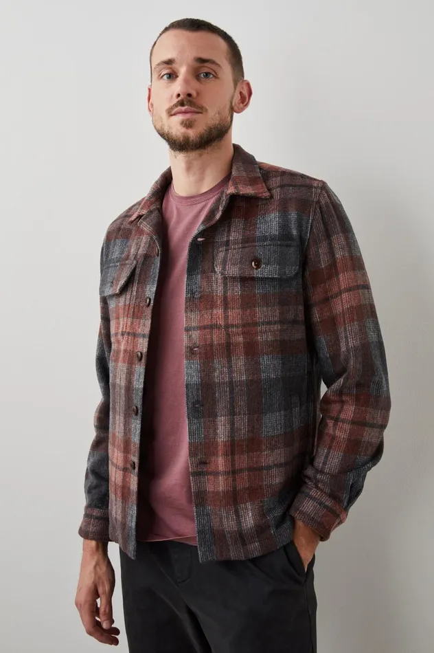 Rails Jackets and Coats Men VIGGO SHIRT JACKET Crimson Shadow Plaid