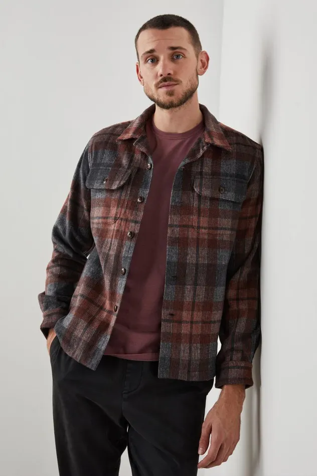 Rails Jackets and Coats Men VIGGO SHIRT JACKET Crimson Shadow Plaid