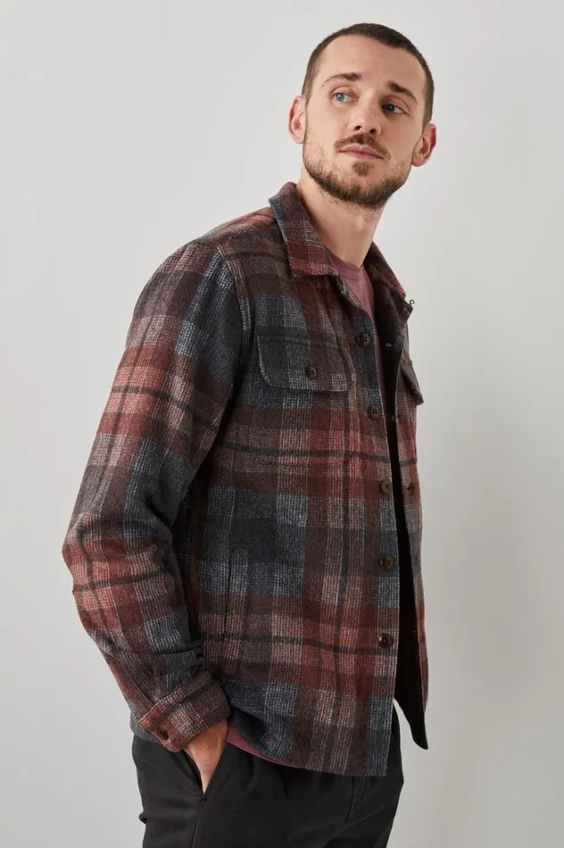 Rails Jackets and Coats Men VIGGO SHIRT JACKET Crimson Shadow Plaid
