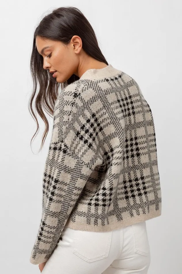 Rails Sweaters Women REESE CARDIGAN Black Oatmeal Plaid