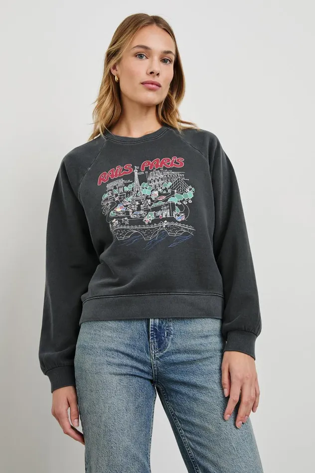 Rails Sweaters Women VINTAGE RAGLAN SWEATSHIRT Rails Paris Map
