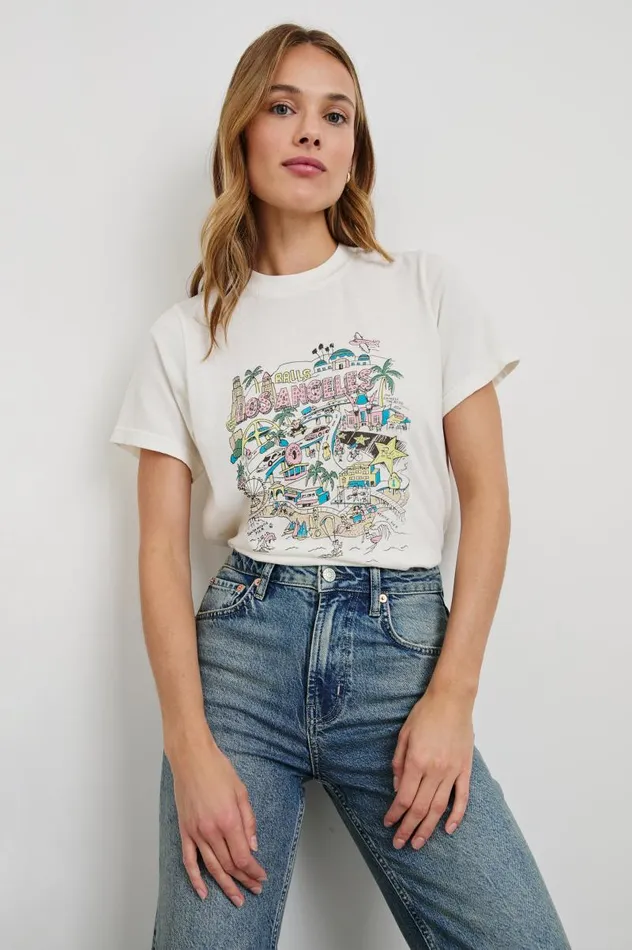 Rails Tees and Tanks Women BOYFRIEND TSHIRT Rails Los Angeles Map White