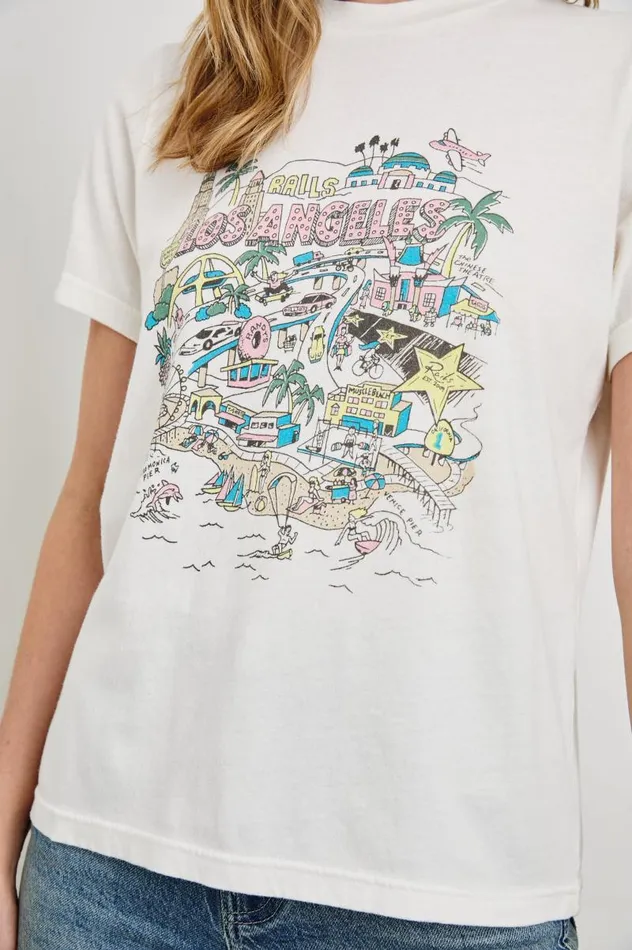 Rails Tees and Tanks Women BOYFRIEND TSHIRT Rails Los Angeles Map White