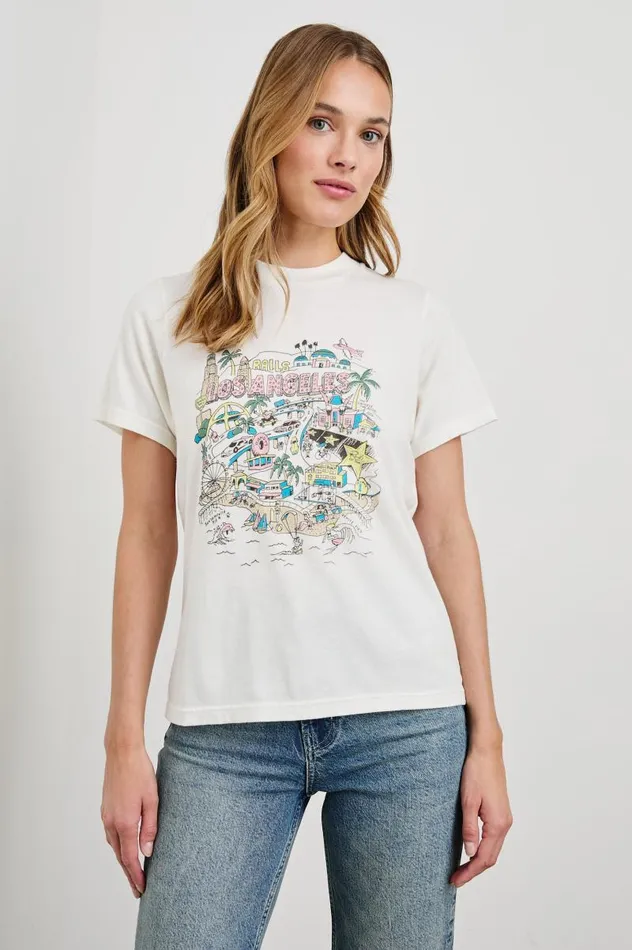 Rails Tees and Tanks Women BOYFRIEND TSHIRT Rails Los Angeles Map White
