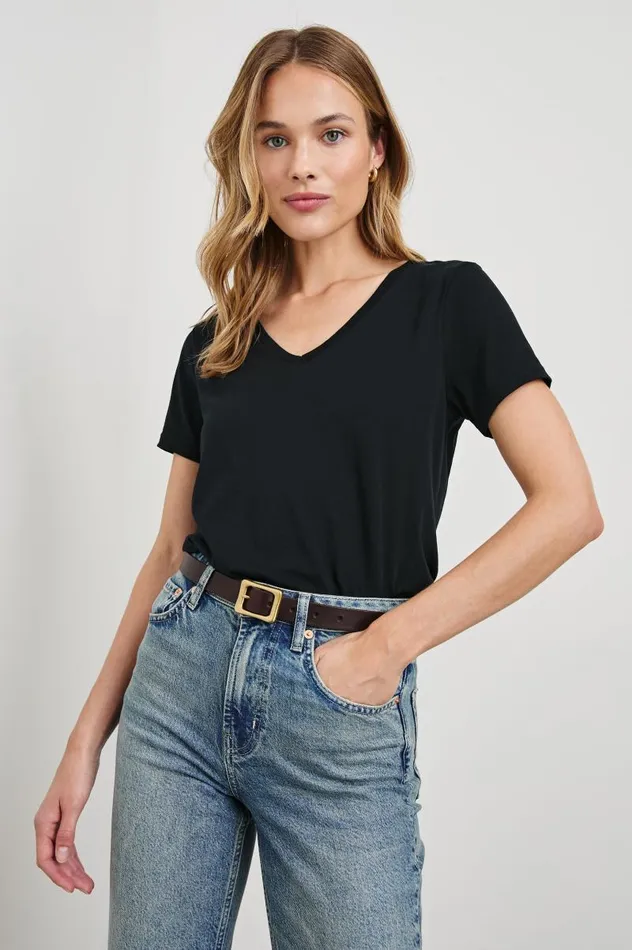 Rails Tees and Tanks Women CLASSIC V NECK TSHIRT Black