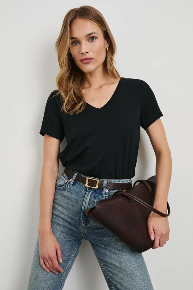 Rails Tees and Tanks Women CLASSIC V NECK TSHIRT Black