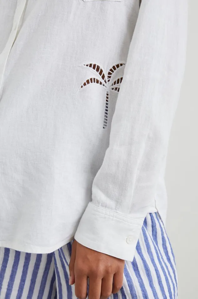 Rails Tops Women CHARLI SHIRT White Palm Tree Eyelet