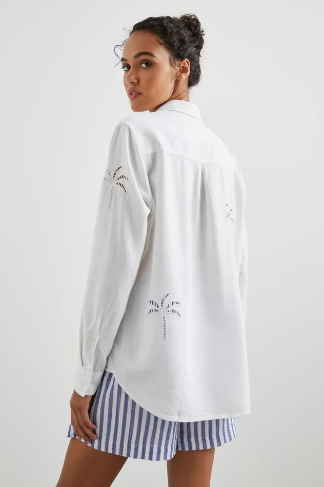 Rails Tops Women CHARLI SHIRT White Palm Tree Eyelet