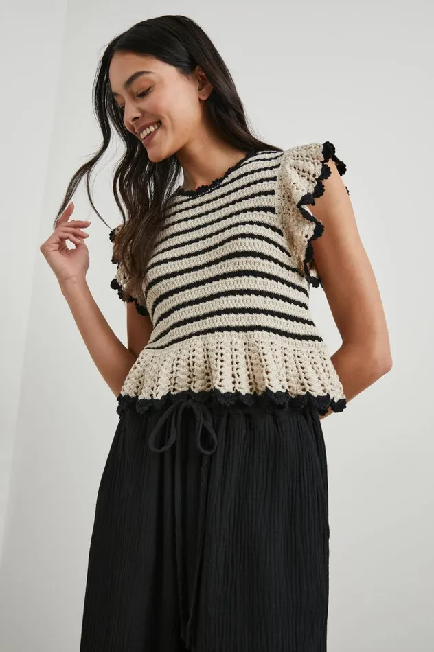 Rails Tops Women COEN TOP Oatmeal Black