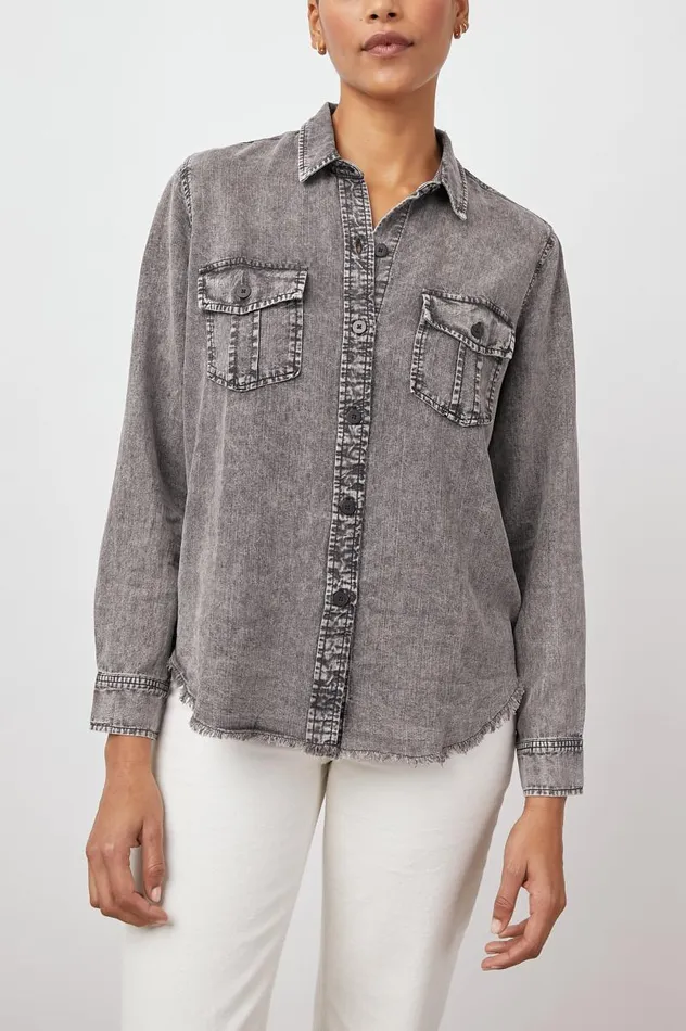 Rails Tops Women HENRY SHIRT Black Acid Wash