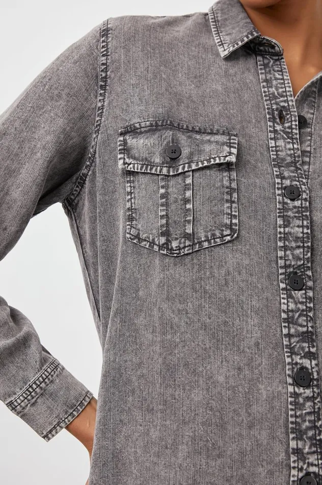 Rails Tops Women HENRY SHIRT Black Acid Wash