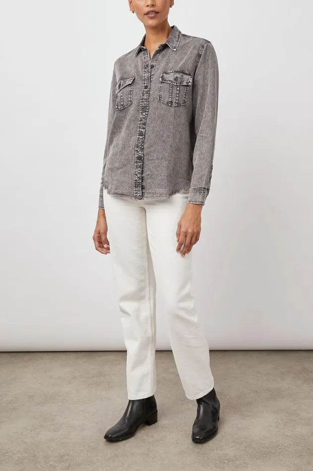 Rails Tops Women HENRY SHIRT Black Acid Wash