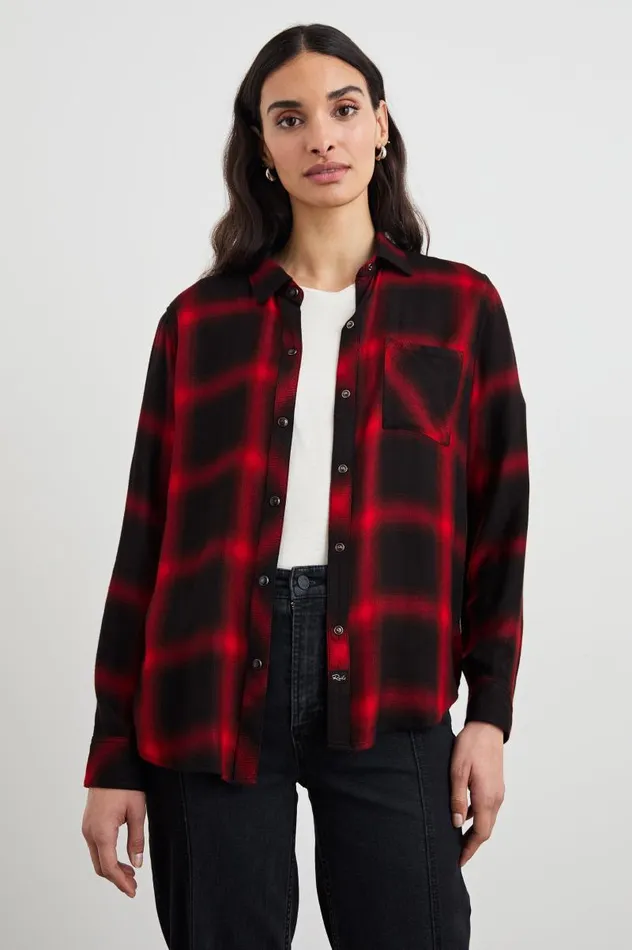 Rails Tops Women HUNTER SHIRT Diffused Cardinal Black
