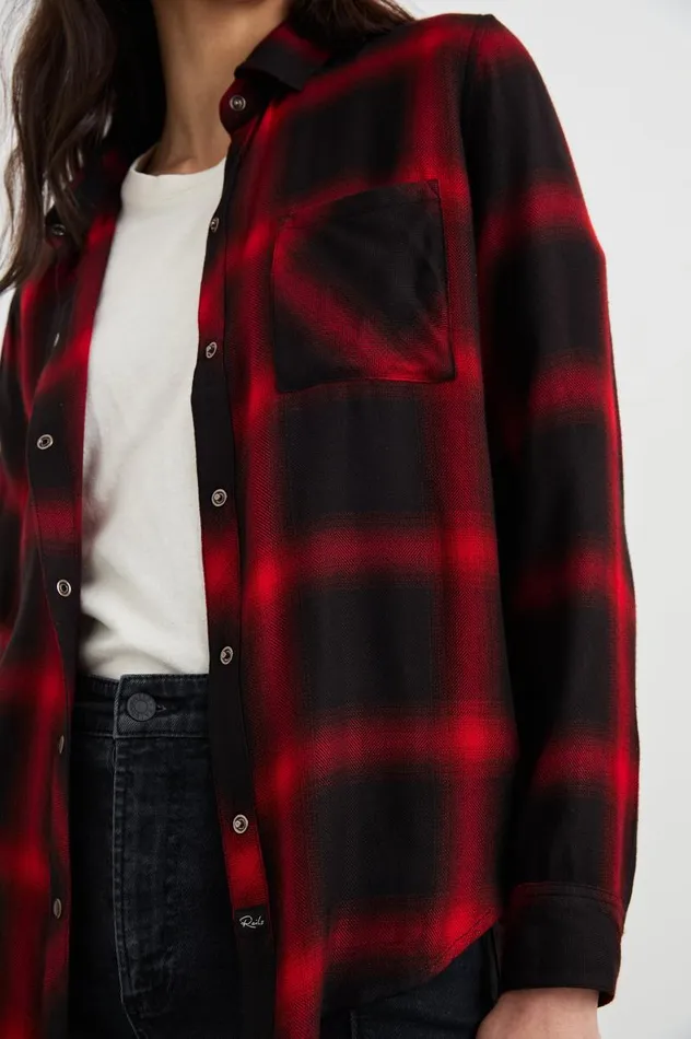 Rails Tops Women HUNTER SHIRT Diffused Cardinal Black