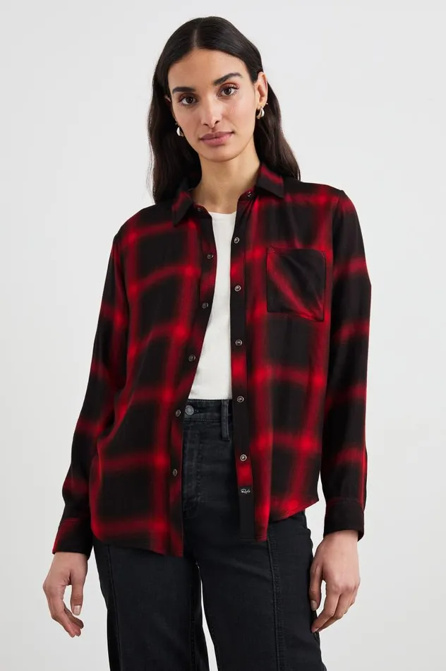 Rails Tops Women HUNTER SHIRT Diffused Cardinal Black