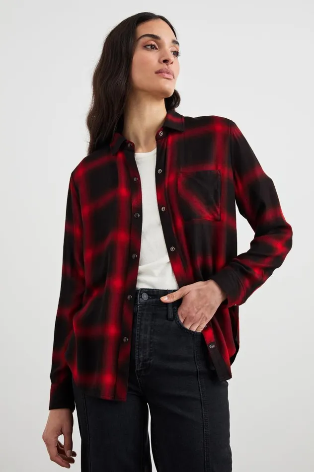 Rails Tops Women HUNTER SHIRT Diffused Cardinal Black