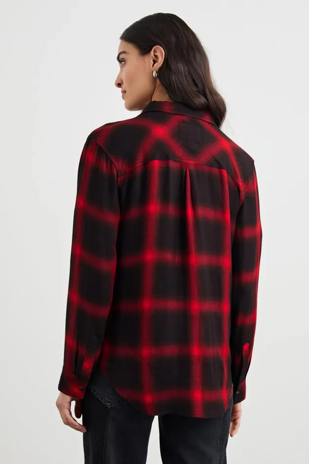 Rails Tops Women HUNTER SHIRT Diffused Cardinal Black