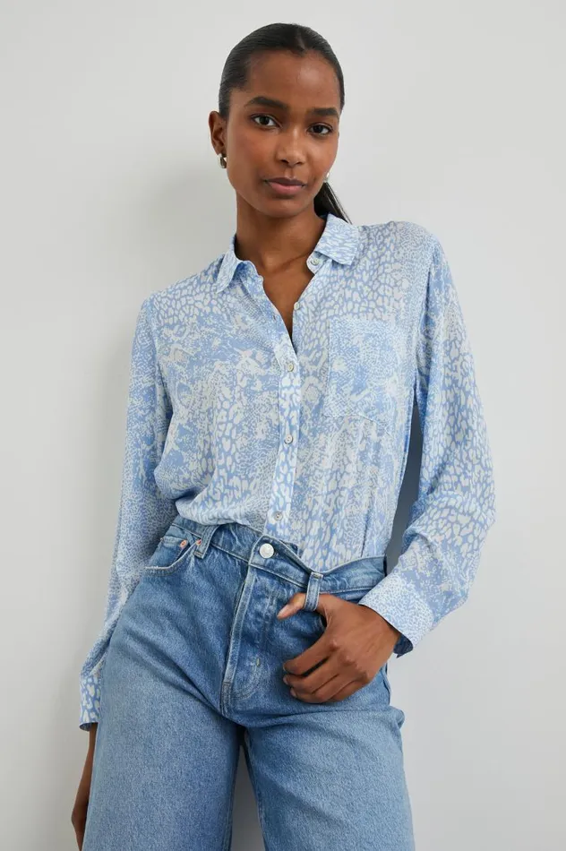 Rails Tops Women JOSEPHINE SHIRT Aqua Mixed Animals