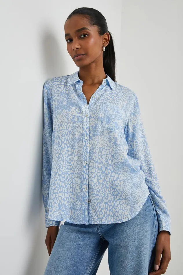Rails Tops Women JOSEPHINE SHIRT Aqua Mixed Animals