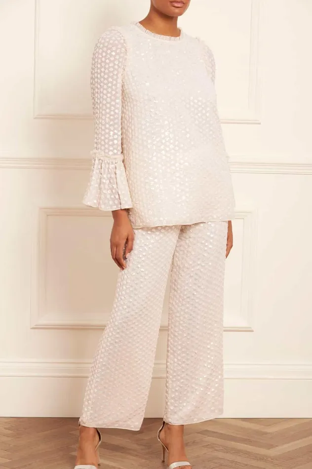 Raindrop Gloss Trousers Champagne Women Needle and Thread Trousers
