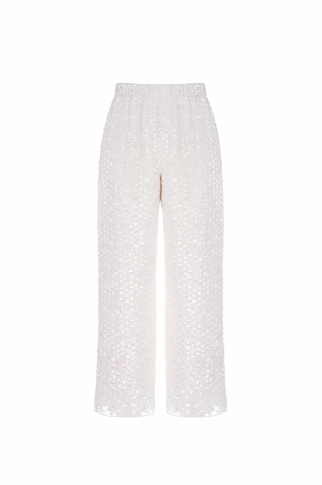 Raindrop Gloss Trousers Champagne Women Needle and Thread Trousers
