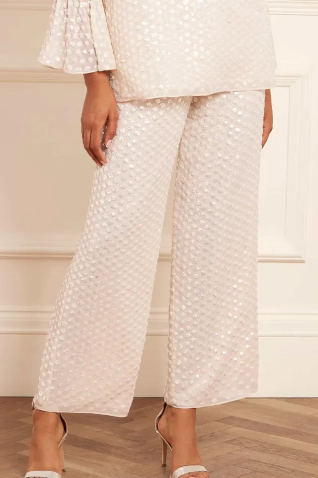 Raindrop Gloss Trousers Champagne Women Needle and Thread Trousers
