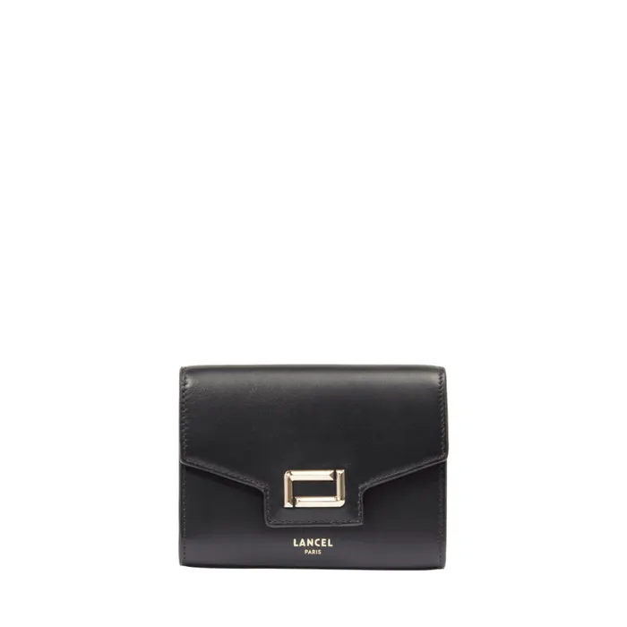 Rectangular Flap Compact Wallet Black Women Lancel Wallet