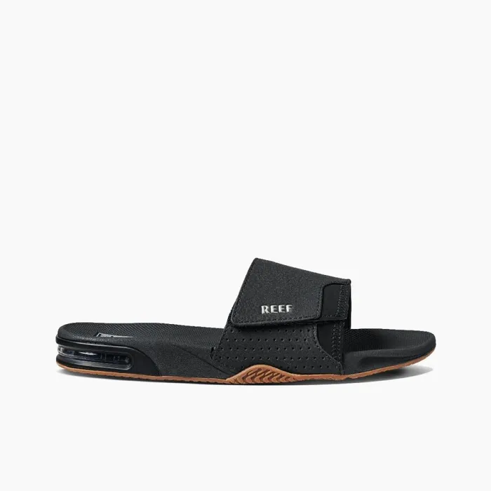 Reef Sandals Men Fanning Slide Blacksilver