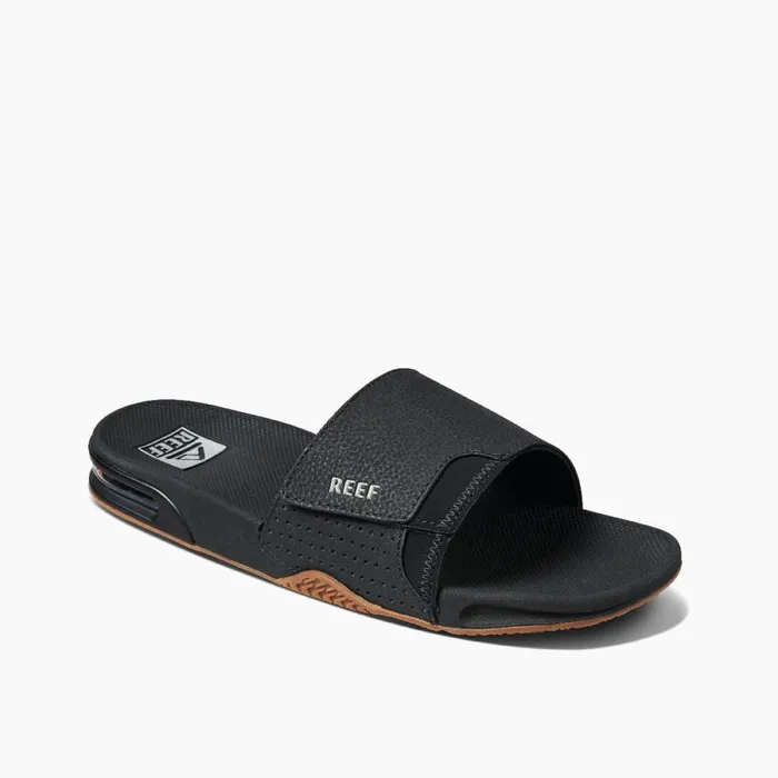 Reef Sandals Men Fanning Slide Blacksilver Reef Sandals Men Fanning Slide Blacksilver