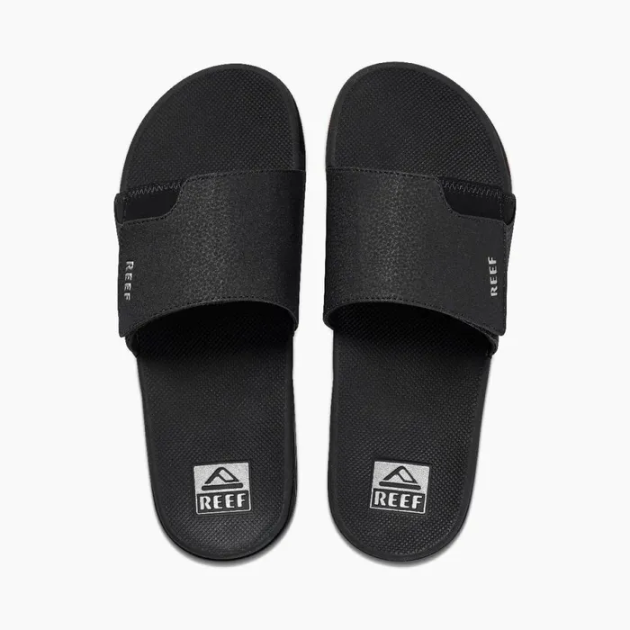 Reef Sandals Men Fanning Slide Blacksilver Reef Sandals Men Fanning Slide Blacksilver
