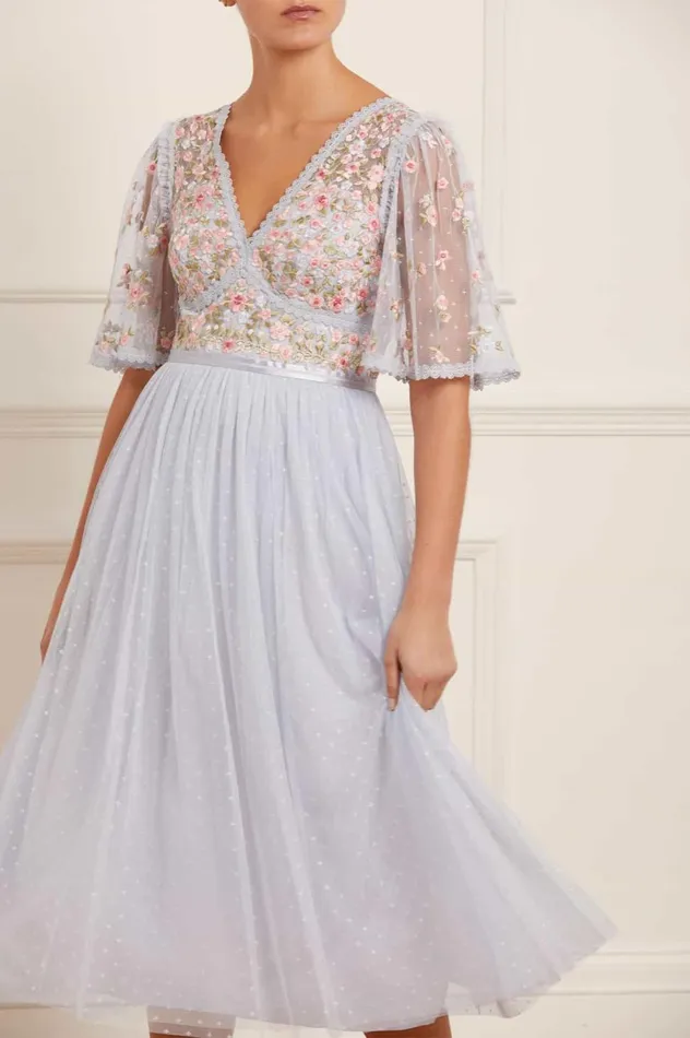 Ribbon Bouquet Bodice Midaxi Dress Blue Women Needle and Thread Dresses