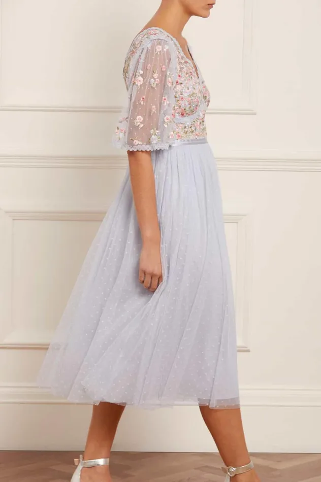 Ribbon Bouquet Bodice Midaxi Dress Blue Women Needle and Thread Dresses