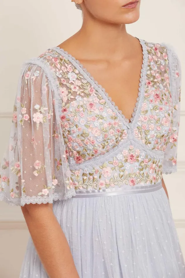 Ribbon Bouquet Bodice Midaxi Dress Blue Women Needle and Thread Dresses