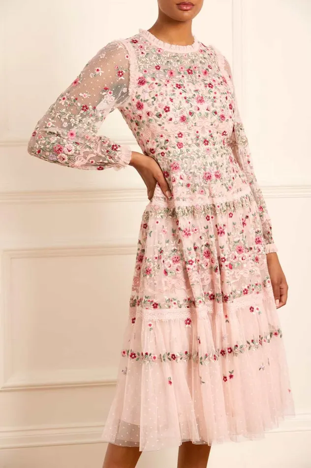 Ribbon Bouquet Midaxi Dress Pink Women Needle and Thread Dresses