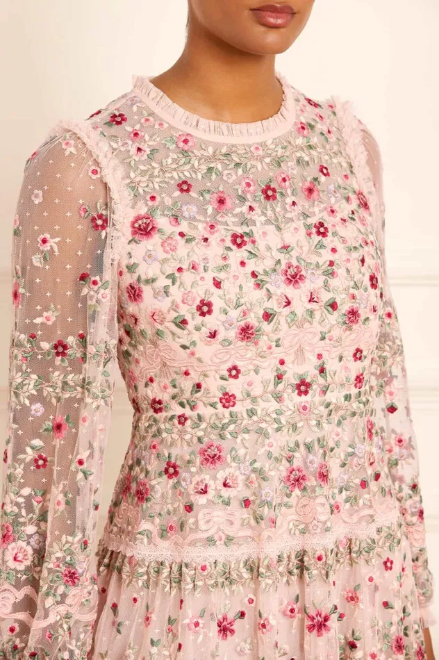Ribbon Bouquet Midaxi Dress Pink Women Needle and Thread Dresses