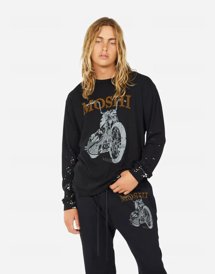 Rolston Moshi Cycle Black Graffiti Splatter Men039s Lauren Moshi Tees