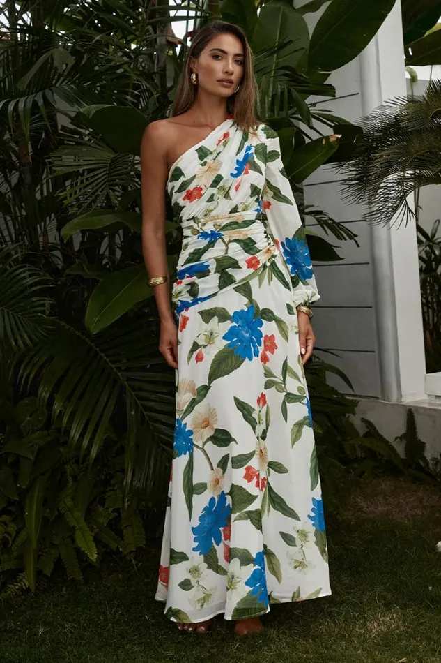 Runaway The Label Maxi Shop FLORIA MAXI DRESS 8211 WHITE FLORAL
