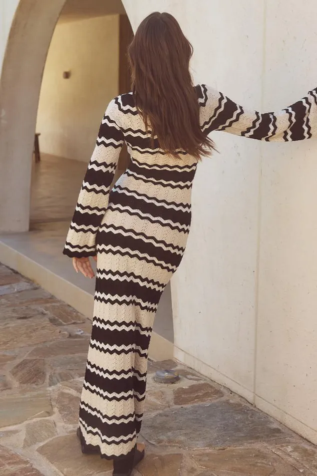 Runaway The Label Maxi Shop SOFIA KNIT MAXI DRESS 8211 BLACKCREAM