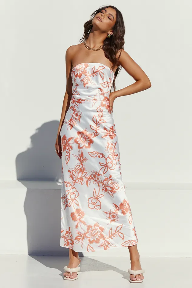 Runaway The Label Midi Shop Caliente Slip Dress 8211 WhiteOrange