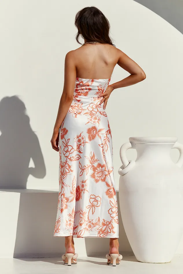 Runaway The Label Midi Shop Caliente Slip Dress 8211 WhiteOrange Runaway The Label Midi Shop Caliente Slip Dress 8211 WhiteOrange