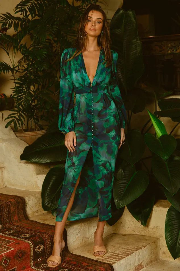Runaway The Label Midi Shop Calista Midi Dress 8211 Green