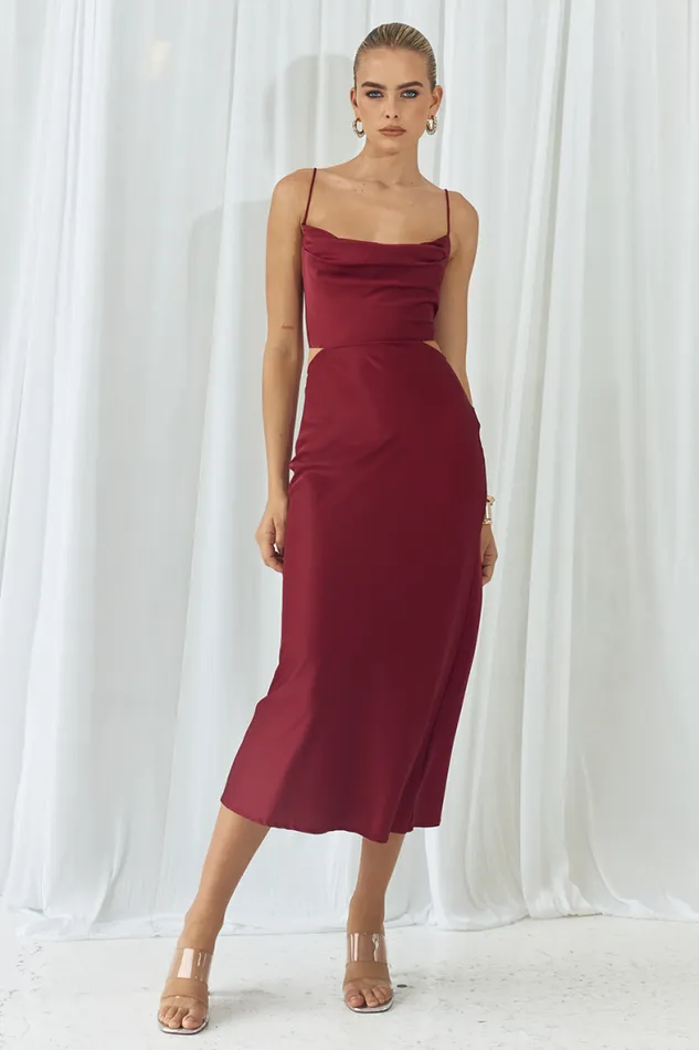 Runaway The Label Midi Shop CHARIS SLIP DRESS 8211 WINE